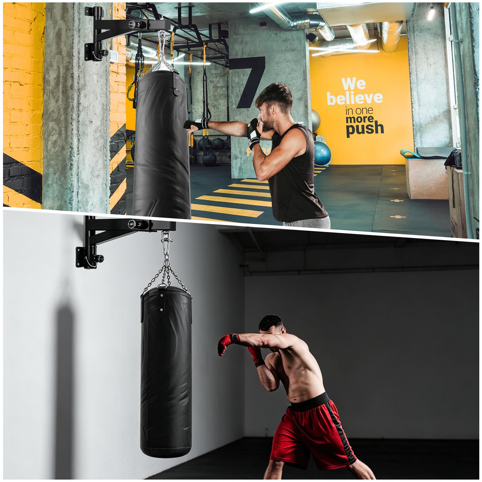 Boxsack Halterung Verstellbare Boxsack Wandhalterung mit 360° ausziehbare Sandsack Aufhängung Schwerlast Boxsackhalterung für Boxen MMA Muay Thai Heimtraining is 300kg