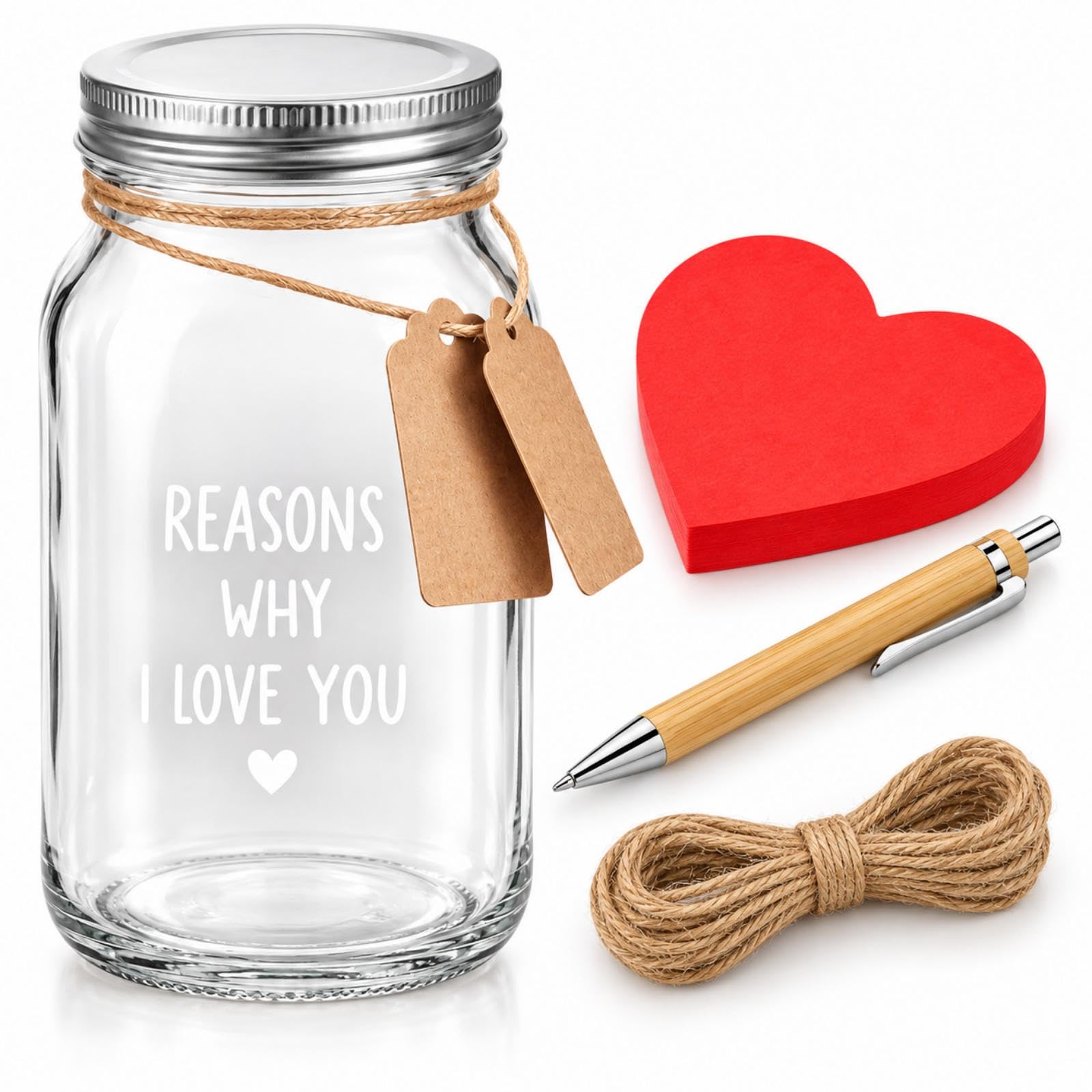 Hestya Memory Jar, Reasons Why I Love You Jar for Note for Women Gift