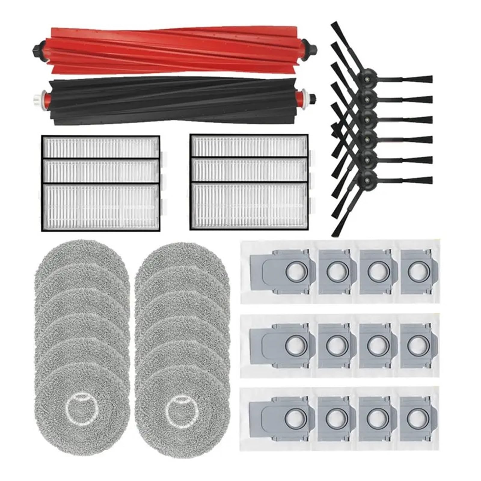 Kit Bolsa Fregona Filtro Cepillo Giratorio Compatible con Roborock