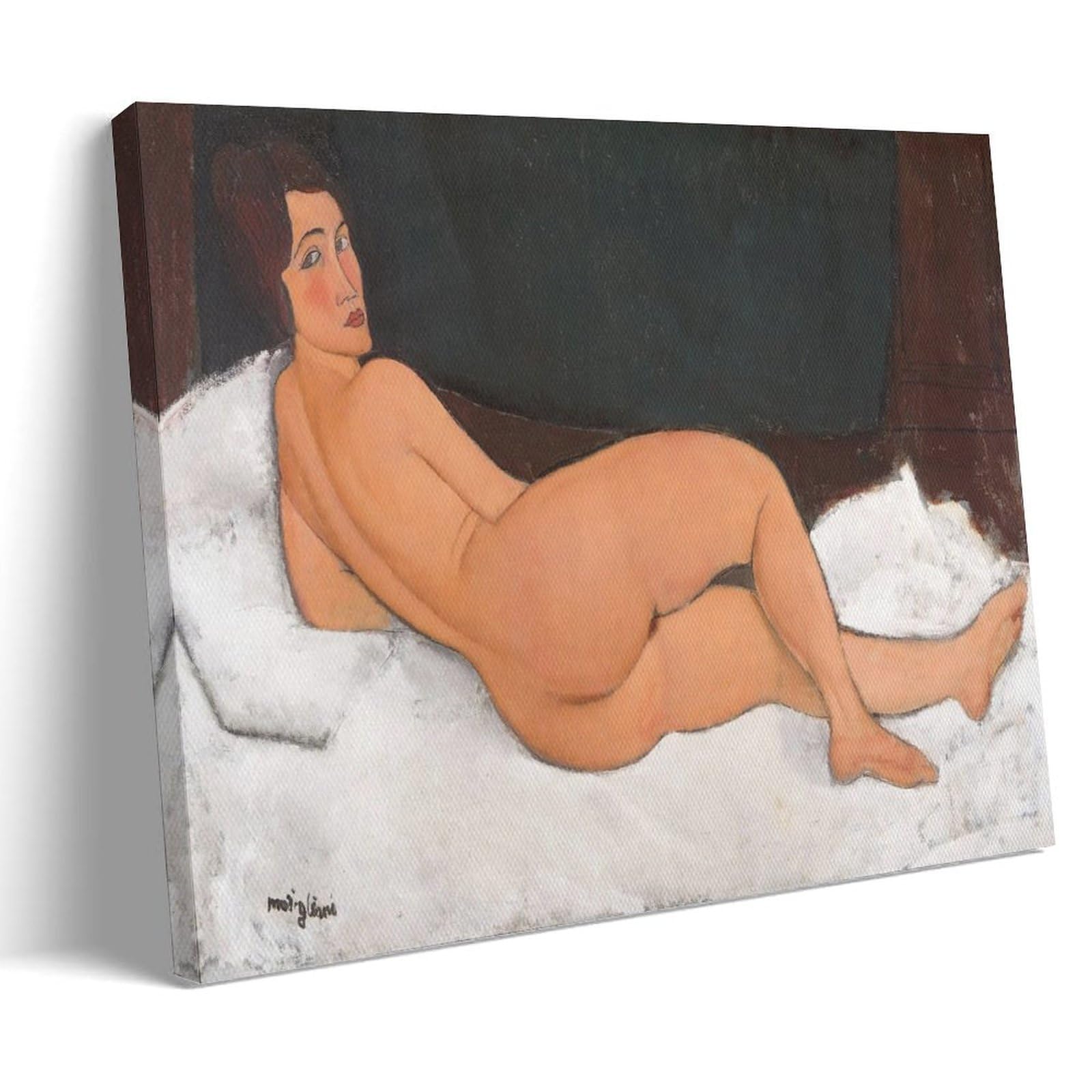 Wurbu Frame-Style Amedeo Modigliani Painter Works《Nu Couché》Printed Posters Canvas Art And Wall Art Picture Print Modern Family Bedroom Decors 12X18inch(30X45cm)