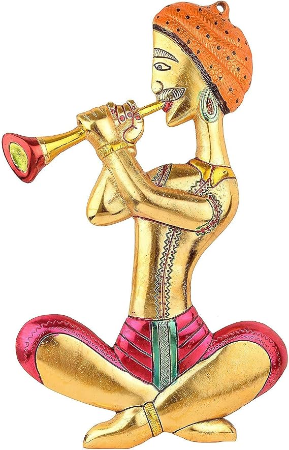 Metal Musical Man Set Multicolor Decor for Your Home,Office Walls,Rajasthani Musicians showpiece Figurines, Gift Article...