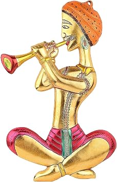 Metal Musical Man Set Multicolor Decor for Your Home,Office Walls,Rajasthani Musicians showpiece Figurines, Gift Article...