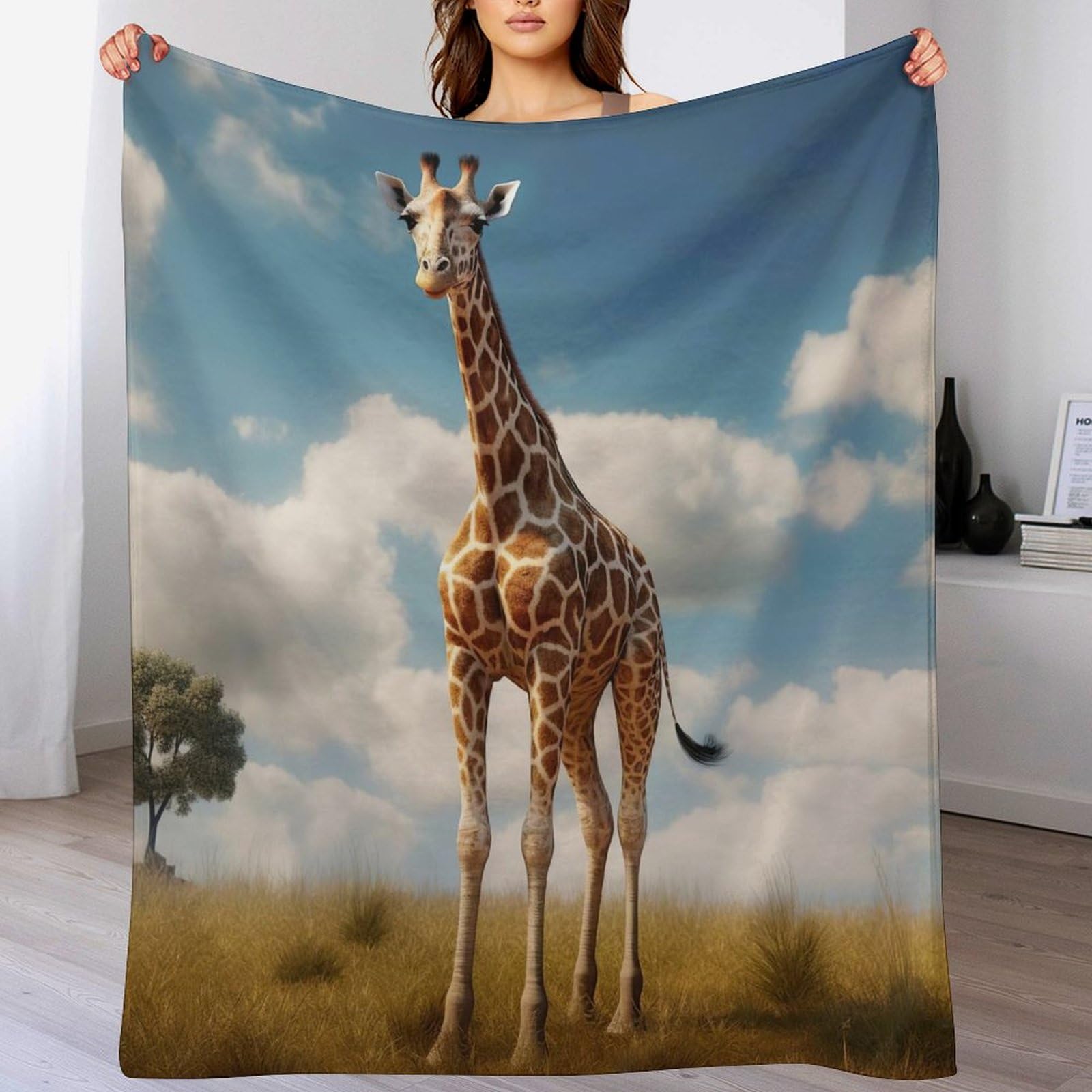 Couverture polaire girafe fini le froid hivernal grâce à ce plaid chaud 180x200cm