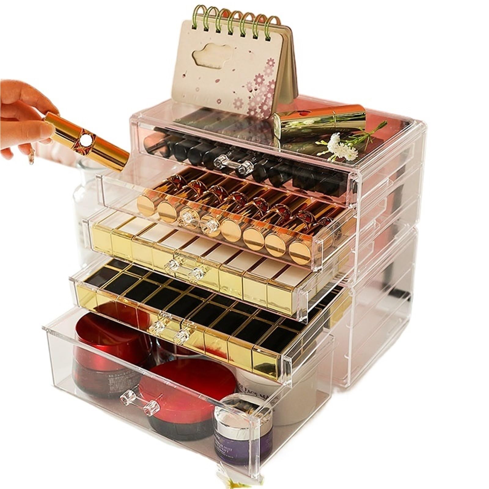 Caja de almacenamiento Cajón escritorio Estante maquillaje joyas transparente(Layer 1)