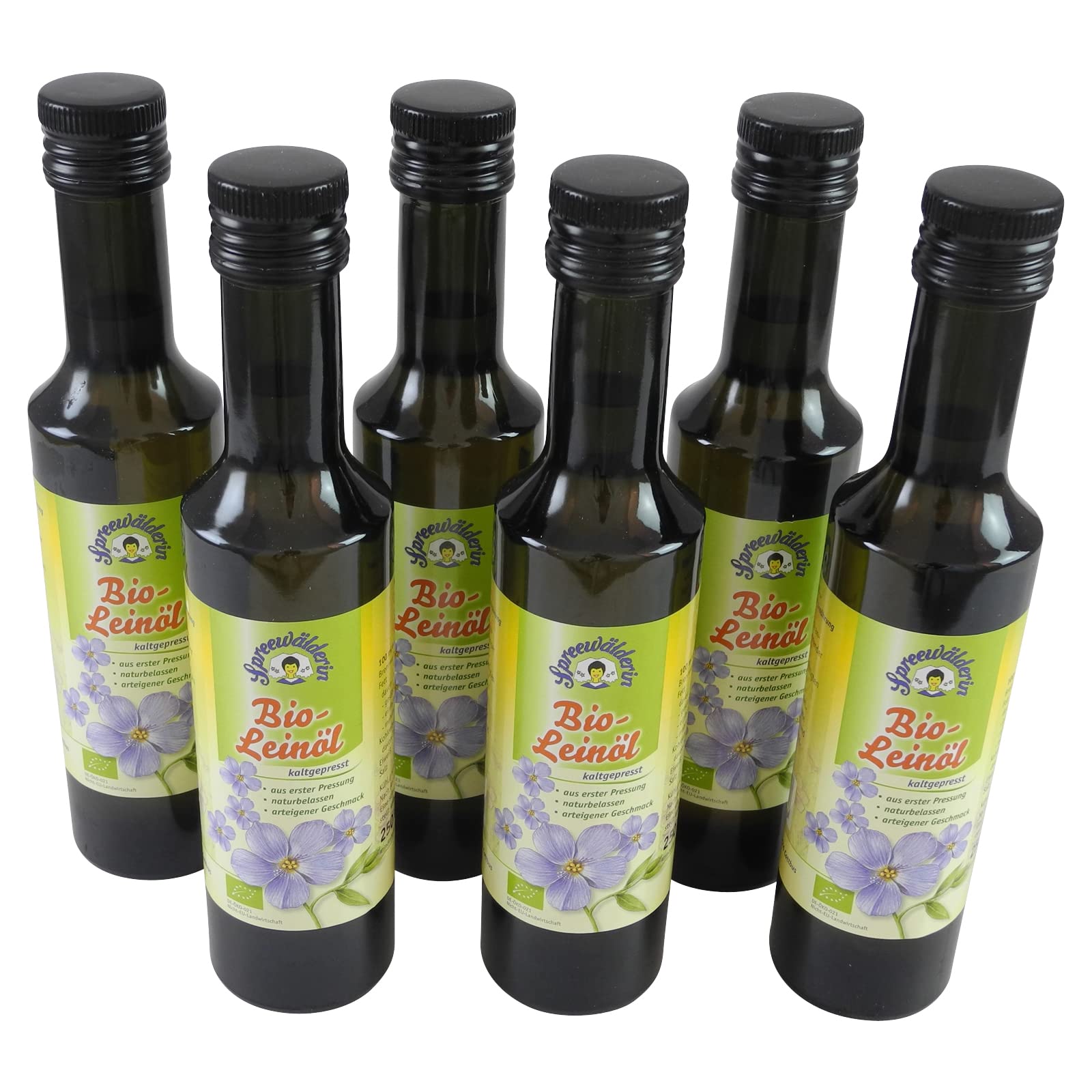 BIO Leinöl kaltgepresst 'Spreewälderin' 6er Pack (6 Flaschen à 250 ml)