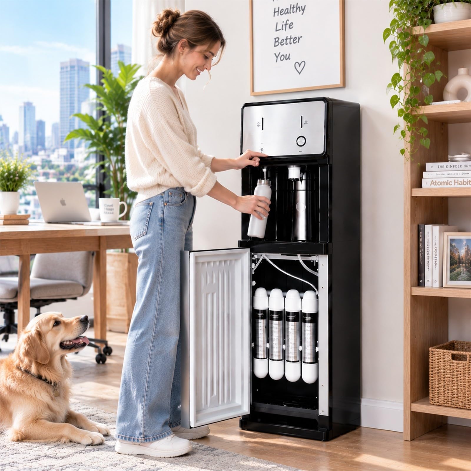 Dispensador de Agua Filtrada 4 Etapas, Fría Caliente 3 Temperaturas