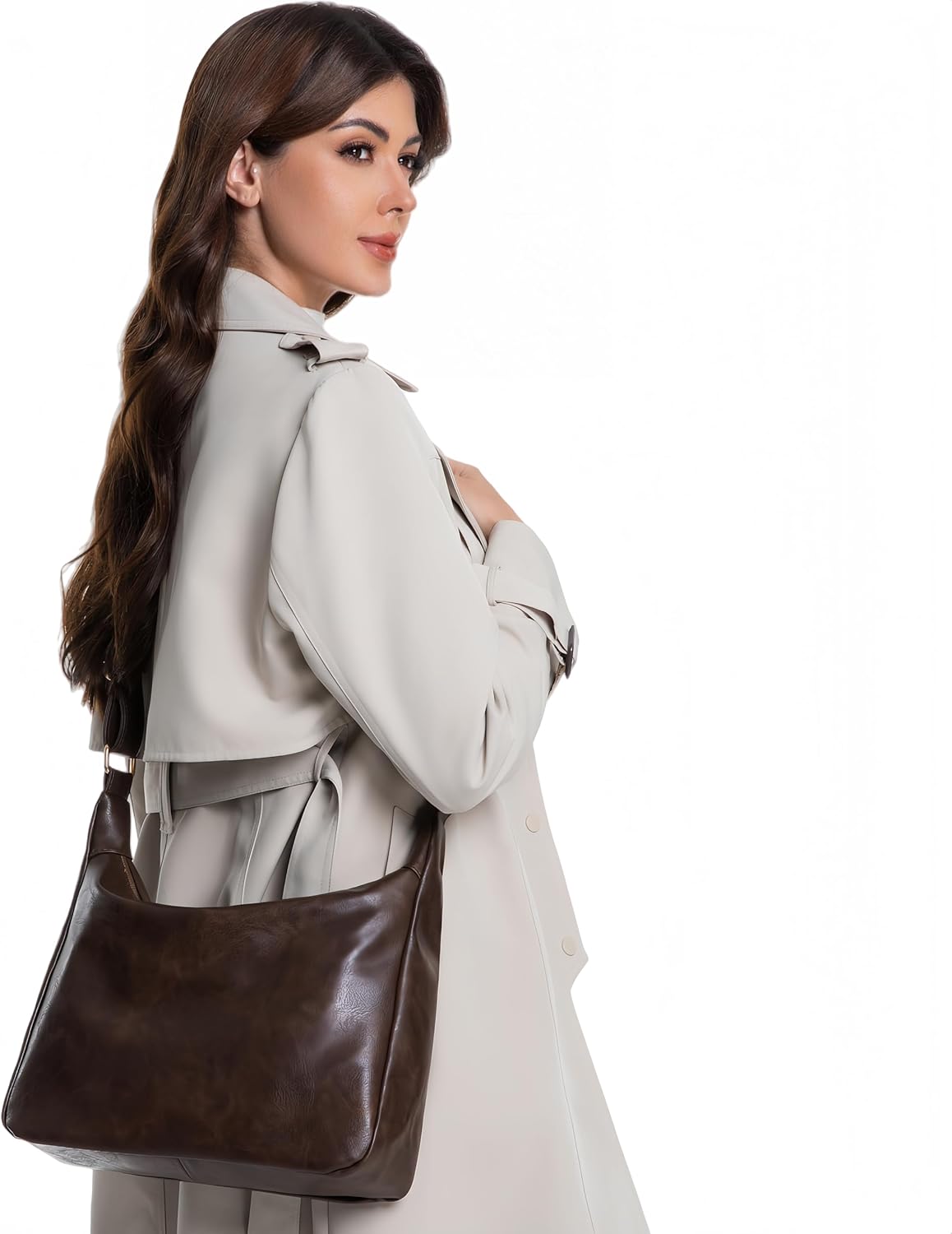 JOLLQUE Crossbody Bags for Women, Soft Foldable Vegan Leather Shoulder Handbag, Autumn Winter Slouchy Handbag Purses - Image 7