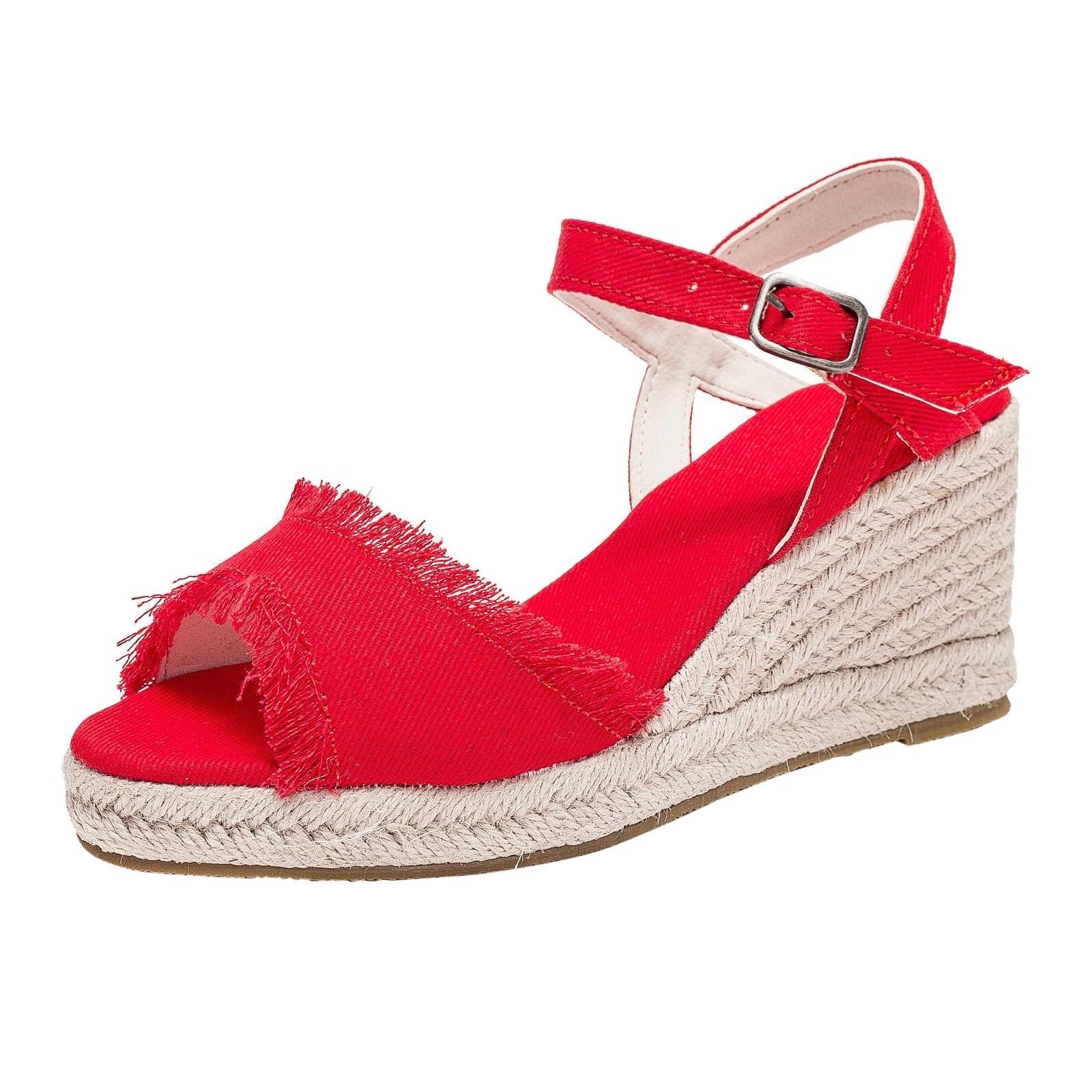 Genérico Sandalias Esparto Mujer Cuñas Verano Alpargatas Vestir Esparteñas Elegantes Sandals Plataforma Zapatillas Hebilla Calzado Altas Zapatos Comodas Shoes Tallas Grandes Sapatos
