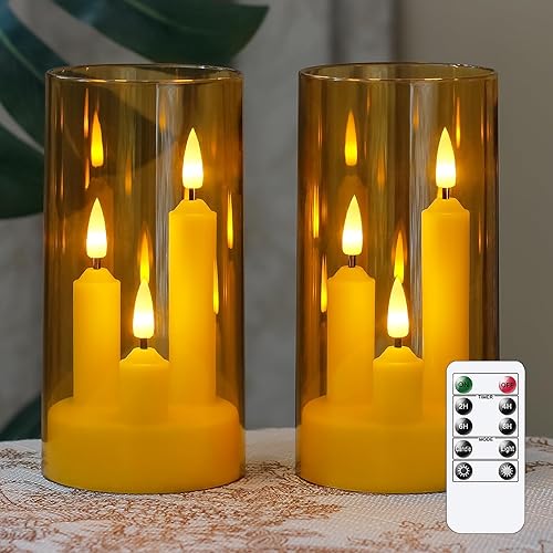 3 in 1 Flameless Taper Short Candles with 10 Key