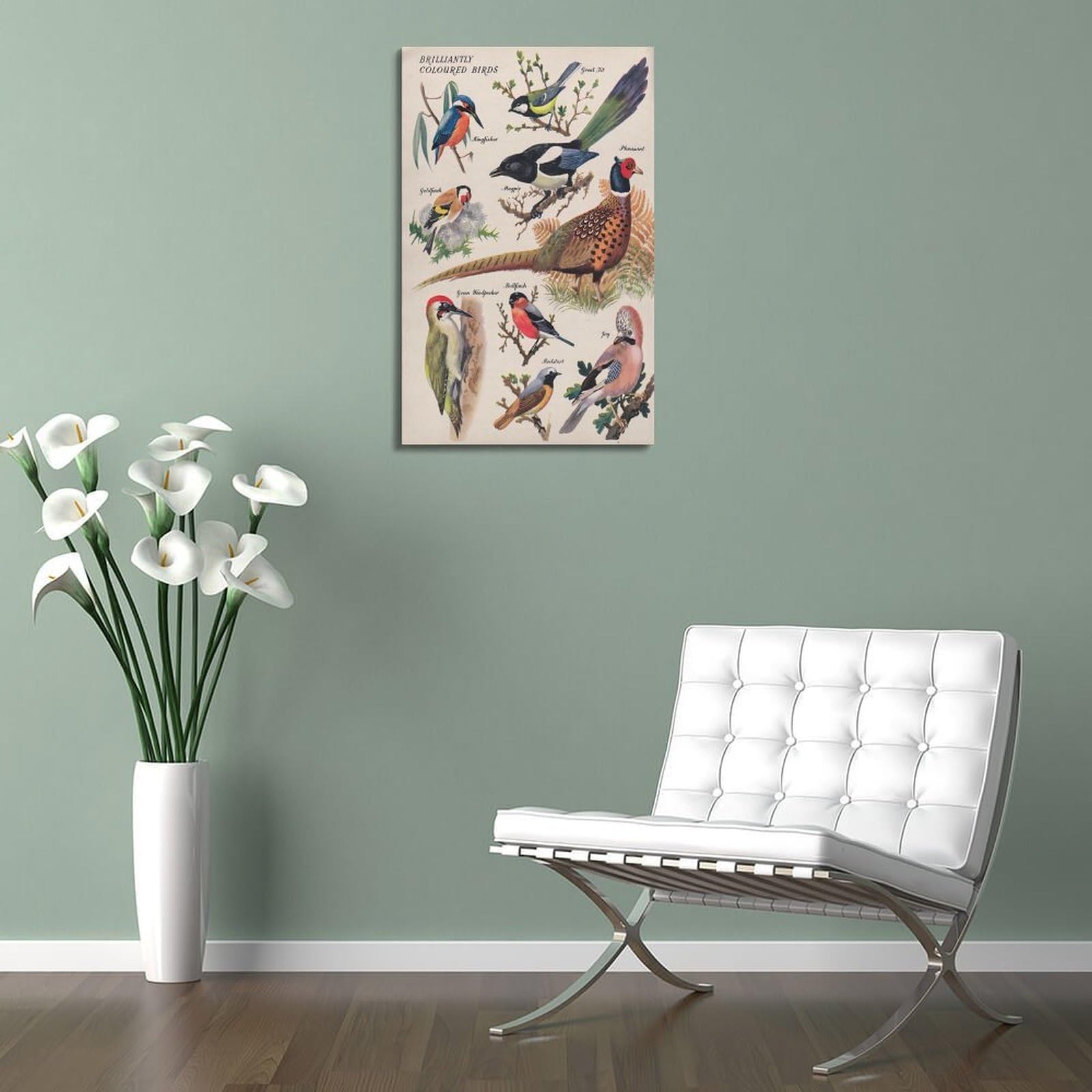 OKNGB Poster, Motiv: britischer Vogelführer, Poster, dekoratives Gemälde, Leinwand, Wandposter und Kunstdruck, moderne Familienschlafzimmer-Dekoration, Poster, 60 x 90 cm