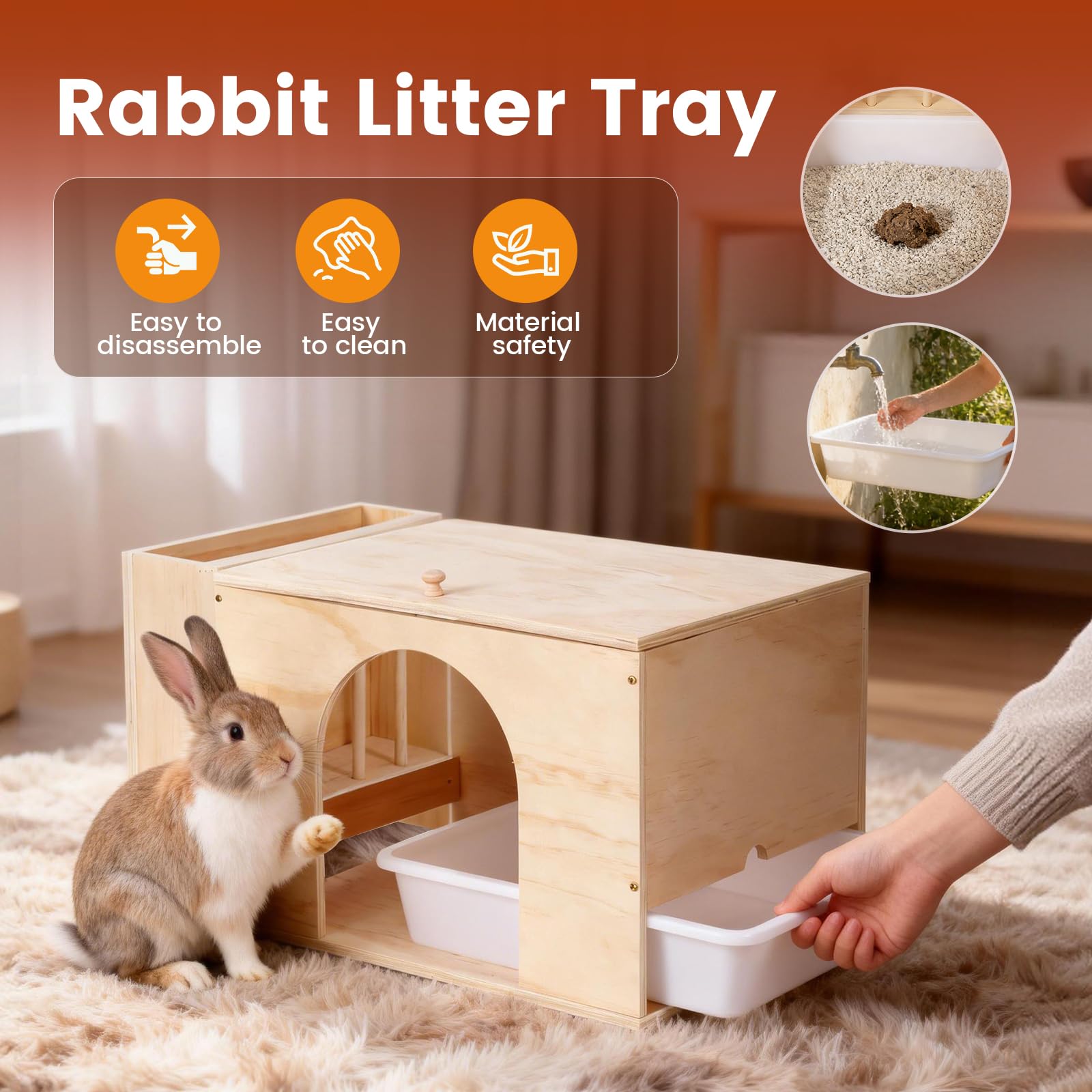 Râtelier à foin et maison 2 en 1 pour lapin