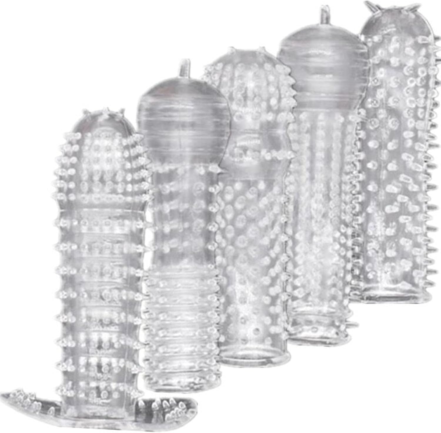 Transparent New Threaded mace Condom Male Condom Adult Lock fine Ring Extended Sleeve Crystal Sleeve (Medium)