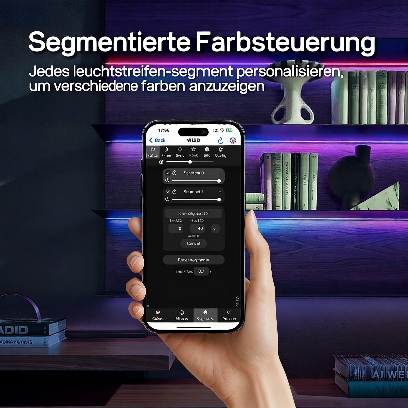 ESP32 WLED LED Controller mit Ethernet, Musik Reaktion, UART & 20A Stecksicherung, DIY dynamische Lichteffekte, DC 5–24V für WS2811 WS2812B SK6812 WS2815 RGB/RGBW Adressierbare LED Streifen
