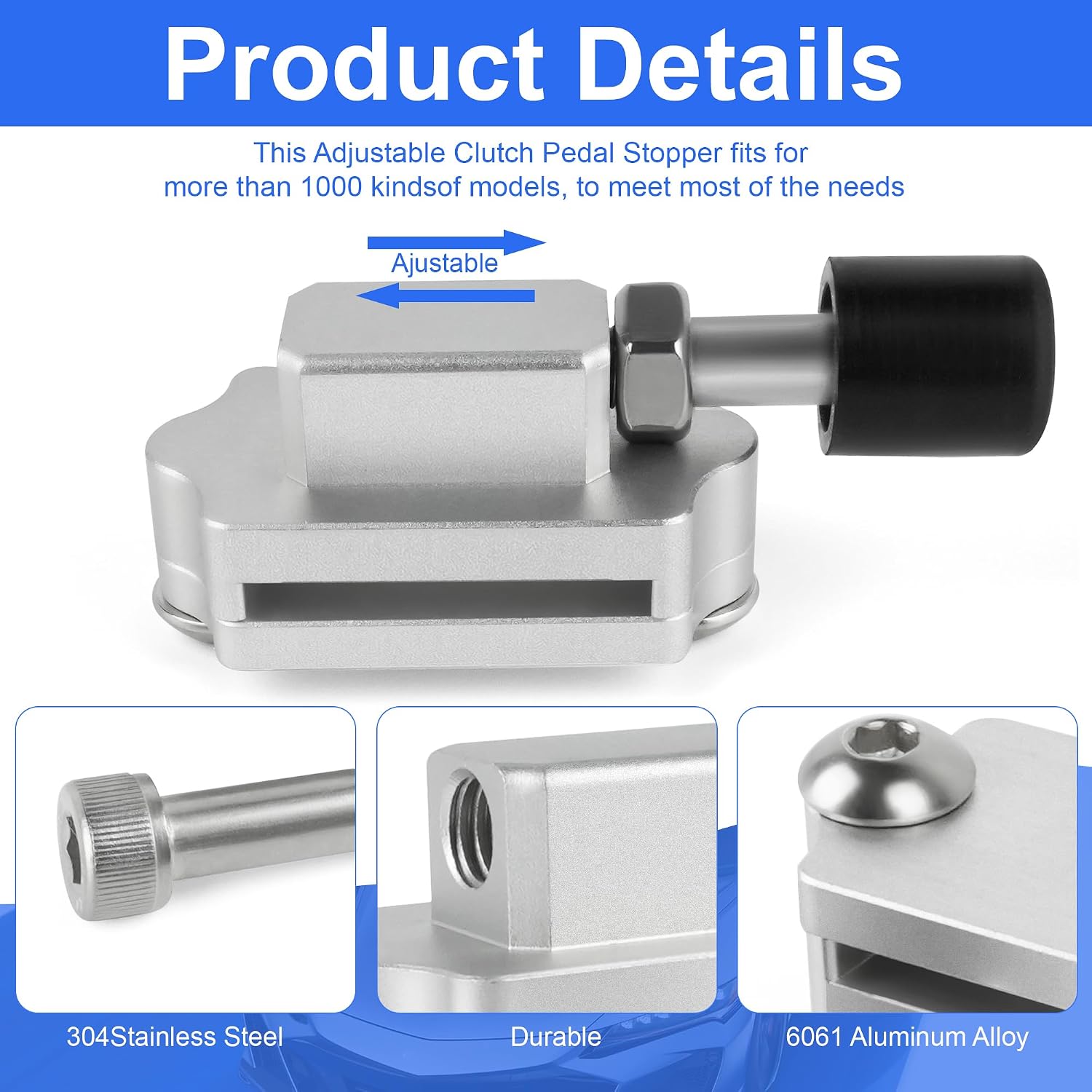 Clutch Pedal Stopper Plate Bracket Crank Kits- Universal Adjustable Billet Aluminum Clutch Accessories