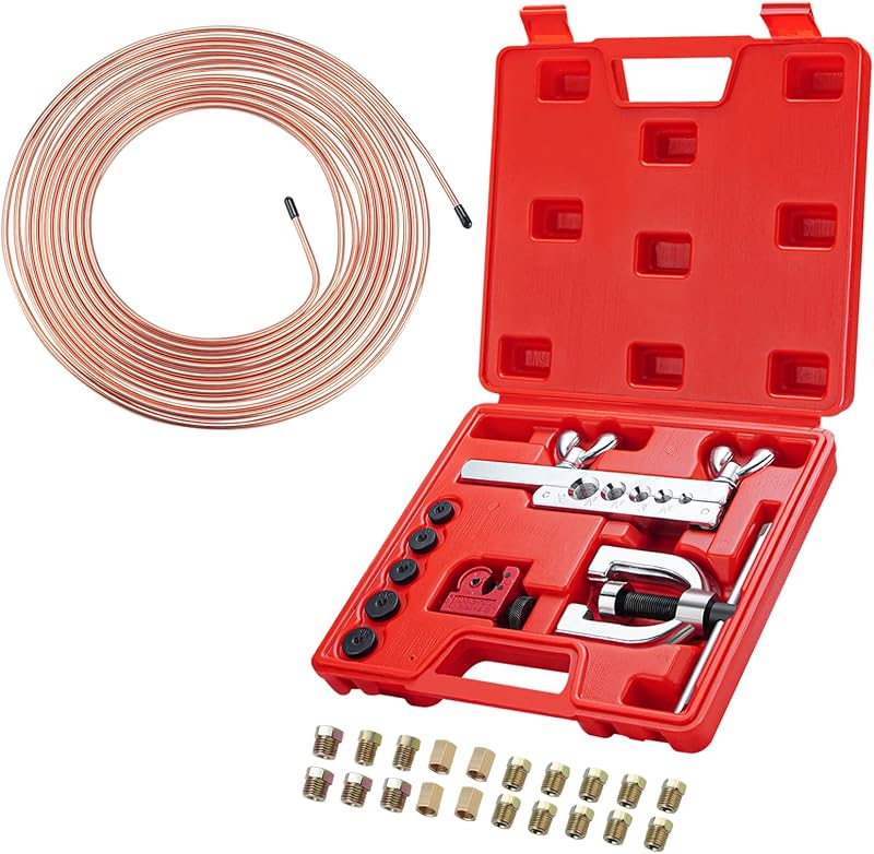 Kit de Linha de Freio de Cobre Revestido Bicos 3/16" com 7,62 m, Conexões e Ferramenta de Flangeamento – 1 conjunto