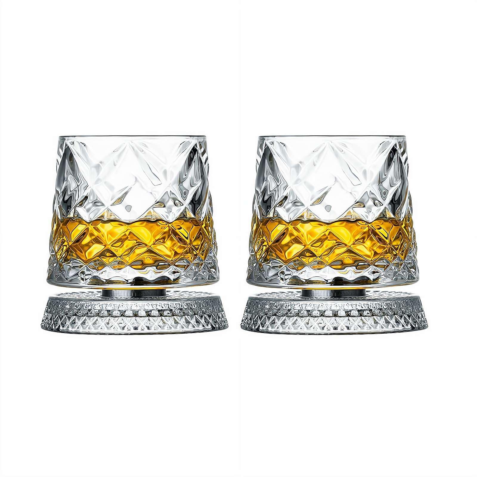 360-stopniowy obrotowy kieliszek do whisky, 2 sztuki obrotowego kryształowego kieliszka do wina z funkcją redukcji stresu, na urodziny, święta, Dzień Ojca, specjalne wydarzenia degustacyjne