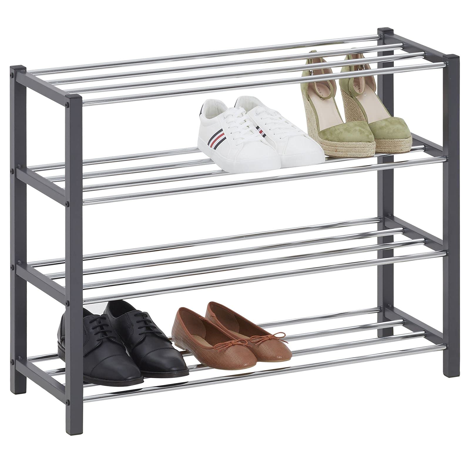 IDIMEX Schuhregal NAVAN Metall Beige - Schuhbank Mit 3 Ablagen 80x45x29 Cm