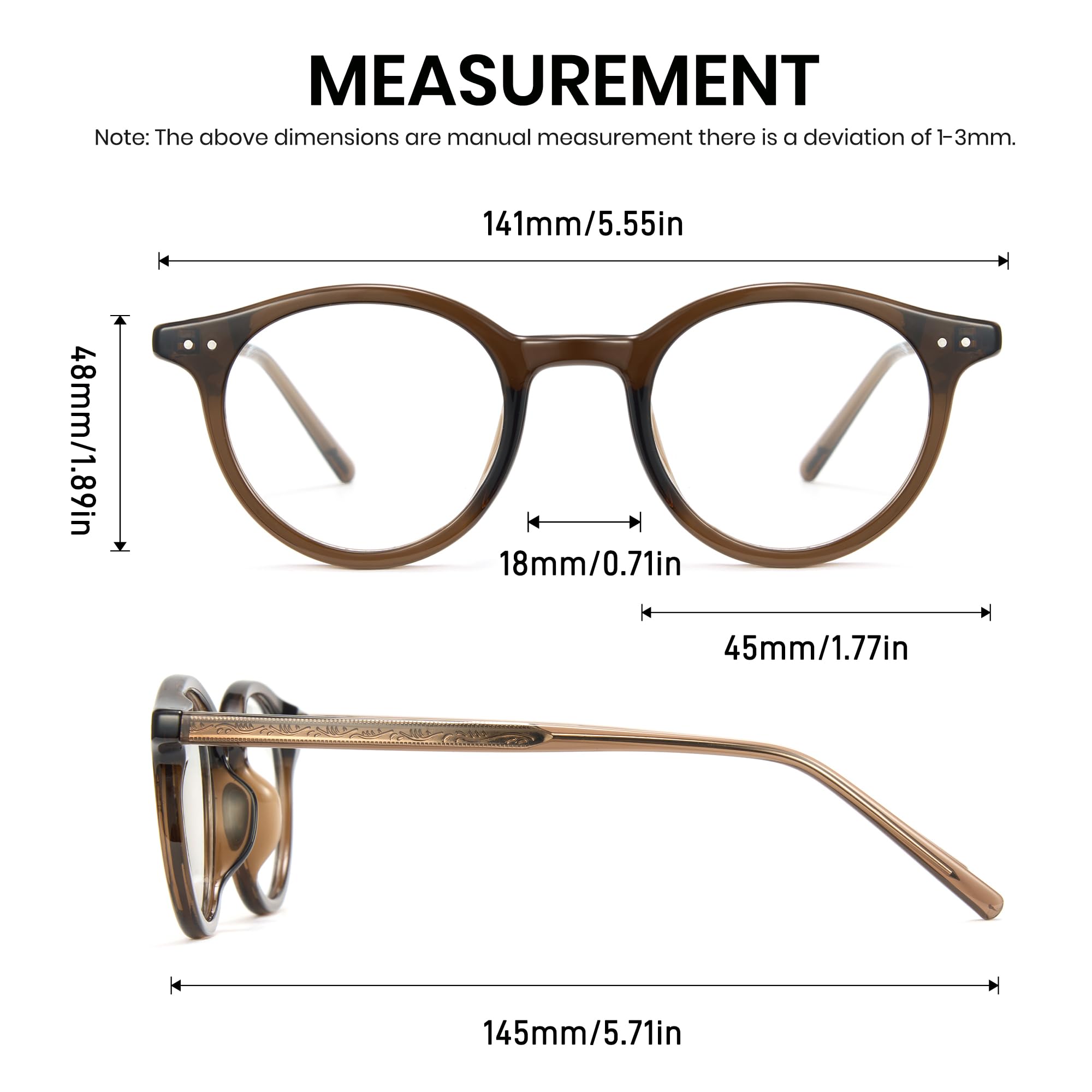 Cyxus Occhiali da sole per uomo e donna con clip polarizzate rotonde design a doppia lente 2 in 1 occhiali da sole retrò UV400 P1341