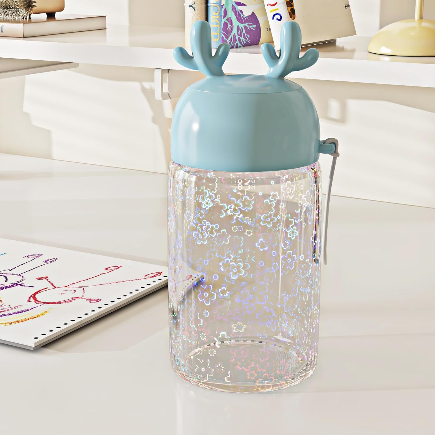 Livelynine 15.8x394 Clear Flower Contact Paper Peel and Stick Clear Contact Paper for Books Classroom Crafts Waterproof Sparkle Self Laminating Sheets No Machine Adhesive Holographic Sticker Laminate