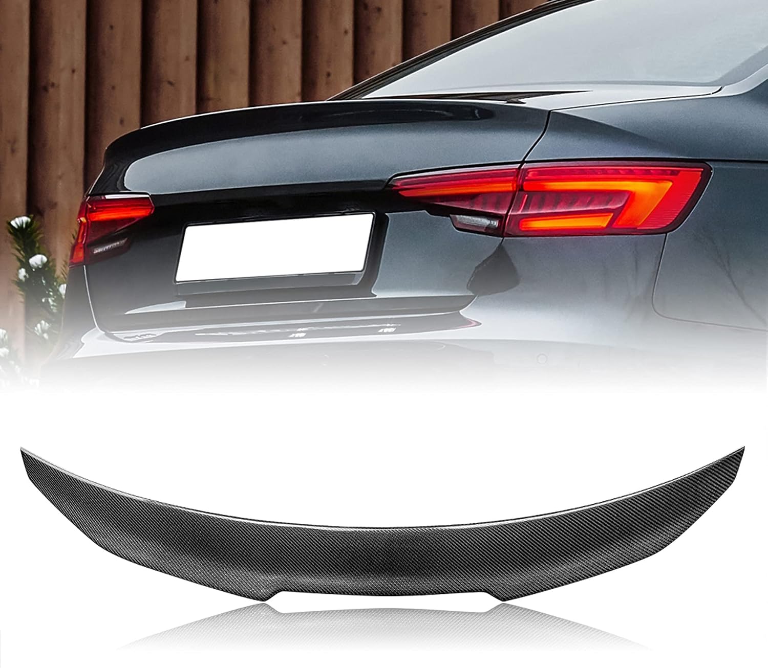 Prepreg Dry Carbon Fiber Trunk Spoiler Wing Compatible with 2016-2023 Audi A4 S4 Sedan Spoiler B9 B9.5 (DN+ Type)
