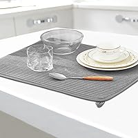 Vista 6 de Paquete de 2 tapetes grandes para secar platos para encimera de cocina, escurridor de platos absorbente de microfibra de 24 x 17 pulgadas