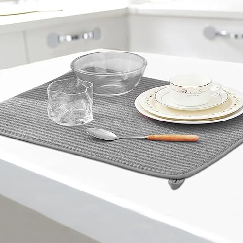 Miniatura 6 de Paquete de 2 tapetes grandes para secar platos para encimera de cocina, escurridor de platos absorbente de microfibra de 24 x 17 pulgadas,