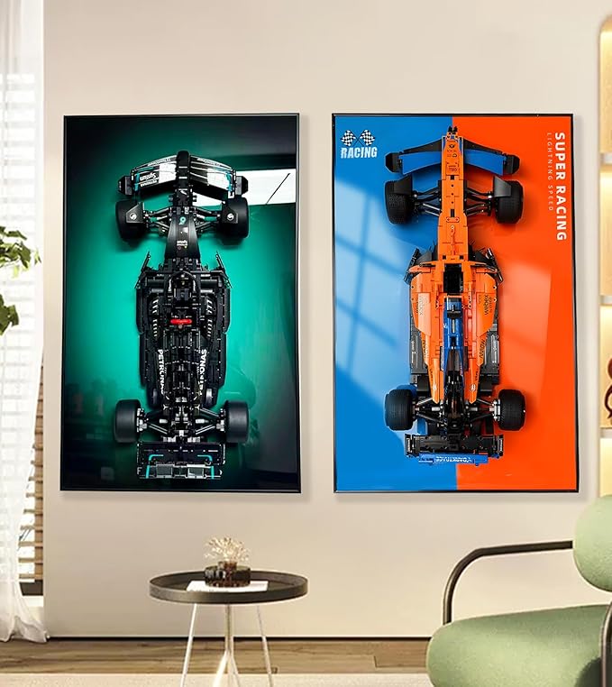 iCUANUTY Display-Rahmen für Lego Technic Ferrari SF-24 F1 Modellauto-Set, Bausteine, Wandhalterung für Lego 42207 Auto, Geschenke für Lego-Liebhaber, Größe: 74,9 x 45 cm