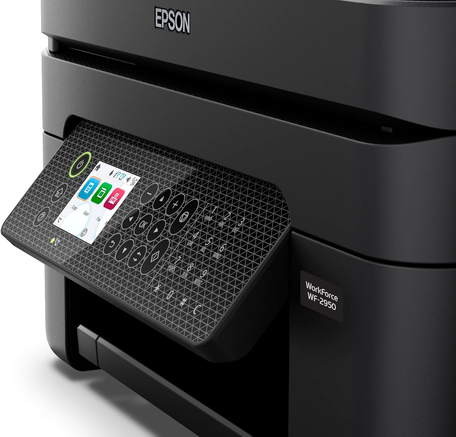 Epson Workforce WF-2950 All-in-One Wireless Color Inkjet Printer for Home Office, Black - Print Scan Copy Fax - 2.4" LCD, 33 ppm, 5760 x 1440 dpi, Auto Duplex Printing, 30-Sheet ADF