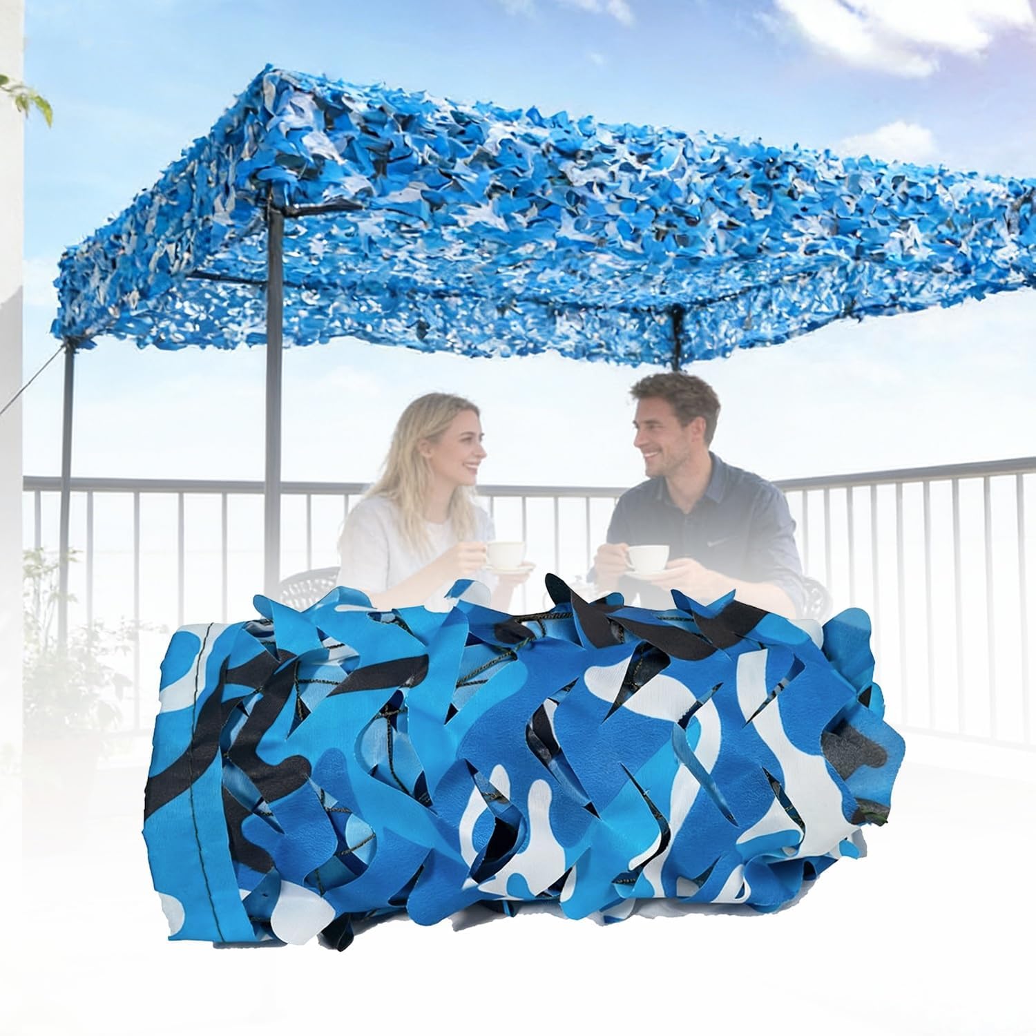 HGTRH Camo Netting White,Garden Pergola Patio Shade Net,Waterproof Oxford Cloth Camouflage Netting,Hunting Camping Decoration Car Cover Camouflage Net Blue 3x8m