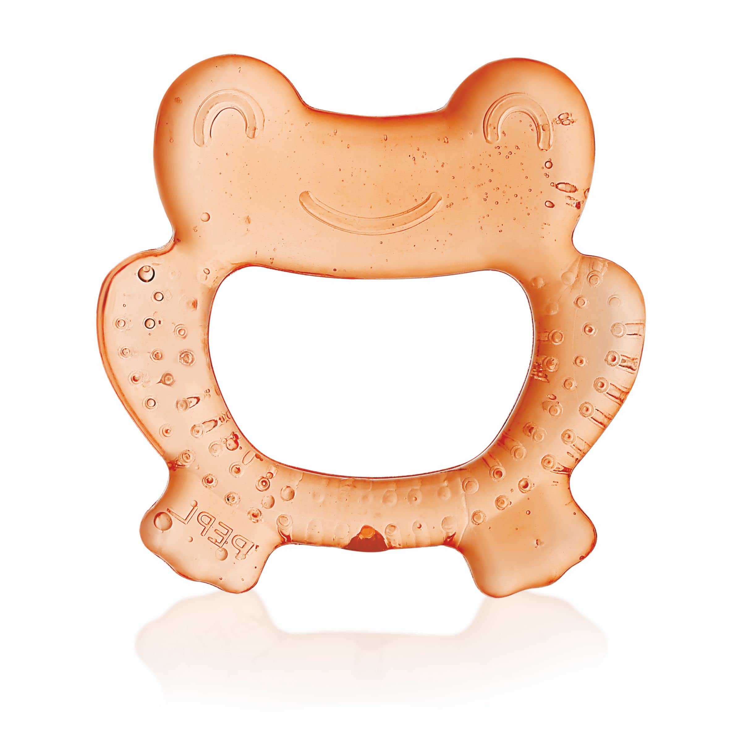 BeeBaby Teethers for 6 to 12 Months BPA Free. Cooling Water Filled Baby Teether, Soft Teething Toy for Babies with Carry Case, Soothes Gums and Easy to Grip. 100% BPA, PVC Free. (Frog - Orange, Pack of 1)-image-1