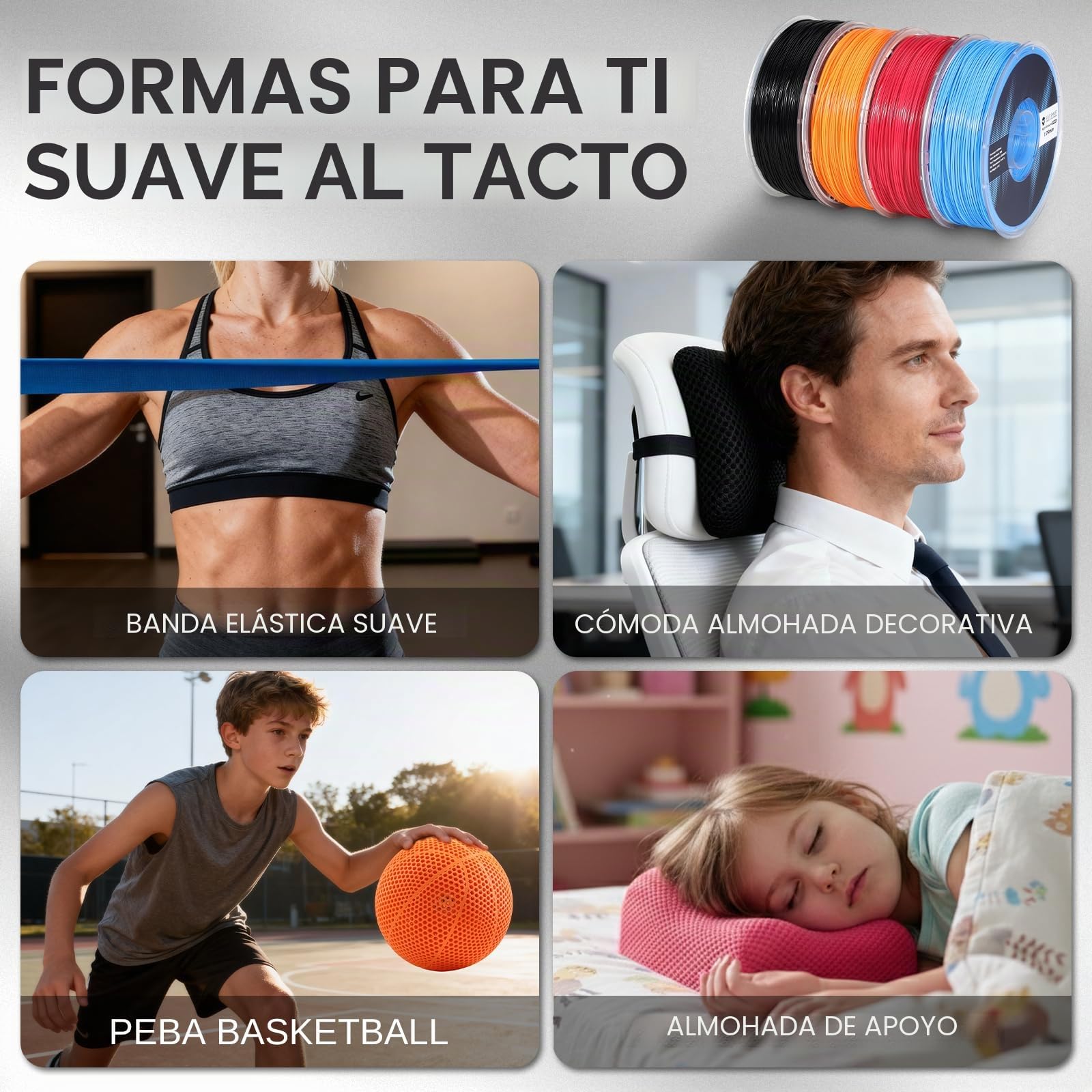 Filamento flexible SainSmart PEBA de alto rebote de 90 A, 1 kg, Super TPU con un 78% de rebote, un 20% más ligero y una impresión dos veces más rápida, resistencia a base de nailon, 1,75 mm, naranja