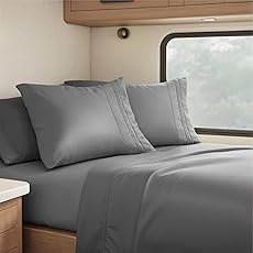 RV Short Queen Comforter Set for RV Camper - Comforter Set with Fitted & Flat Sheet, 4 Pillowcases - Tailored for RV Short Queen Beds - Cozy Essentials for Your RV Bedroom, Ivory