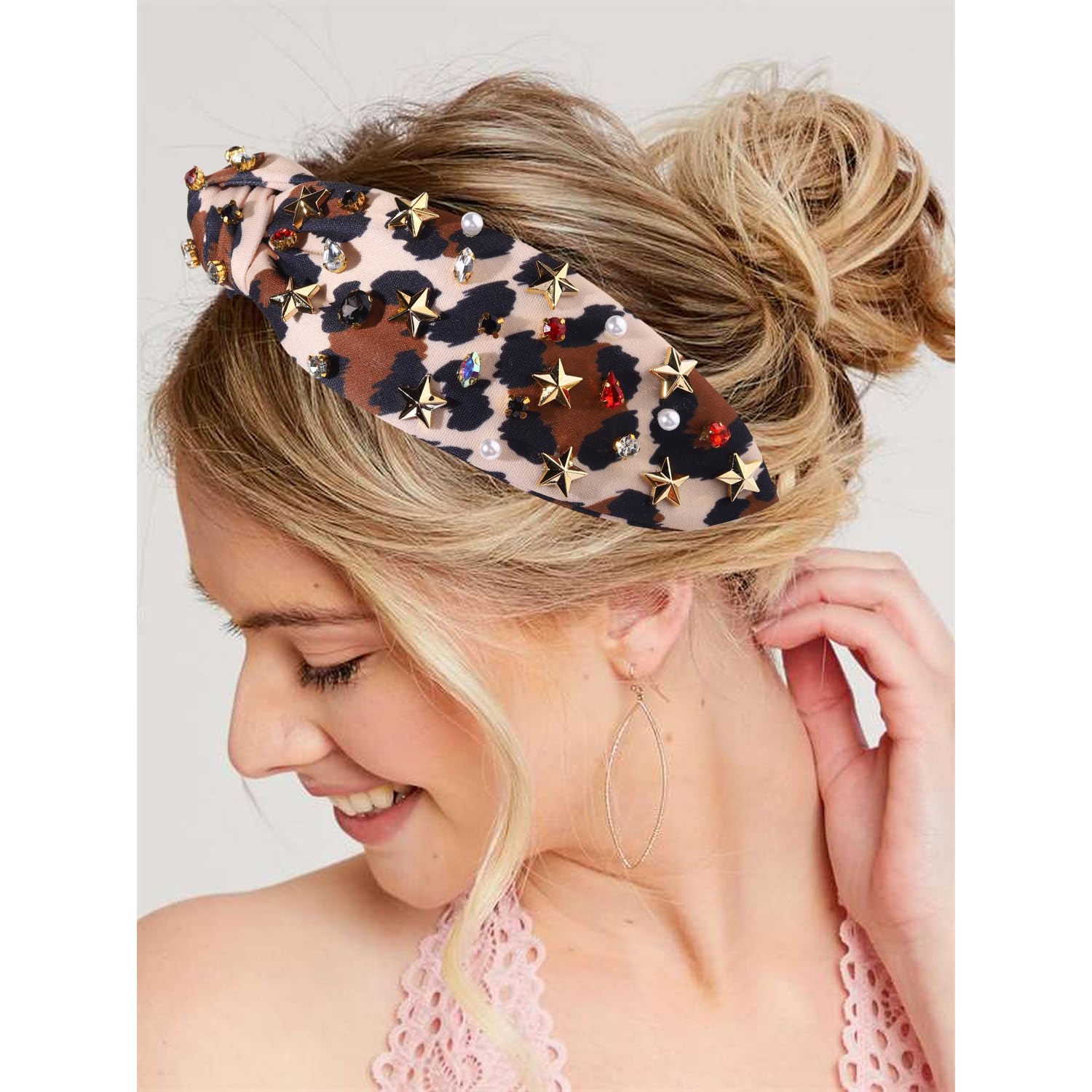 Amazon.com : NVENF Leopard Headband for Women Rhinestone  display picture 2