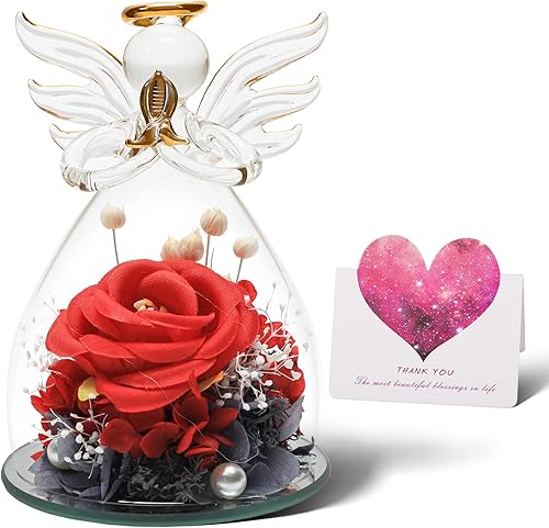 DSHFNsd Regalo de cumpleaños para abuela, mamá, esposa, figuras de ángel, regalos de rosas artificiales para el día de San Valentín para ella,