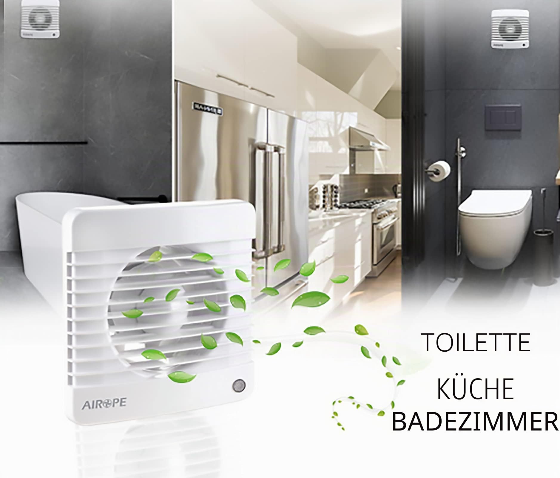 125 mm Abluftventilator mit Rückschlagventil+integriertes Moskitonetz,low wattage 9.1 W,wenig Lärm nur 31 dBA,Wandmontage,für Bad und Küche,WC,Büro,leiser Betrieb