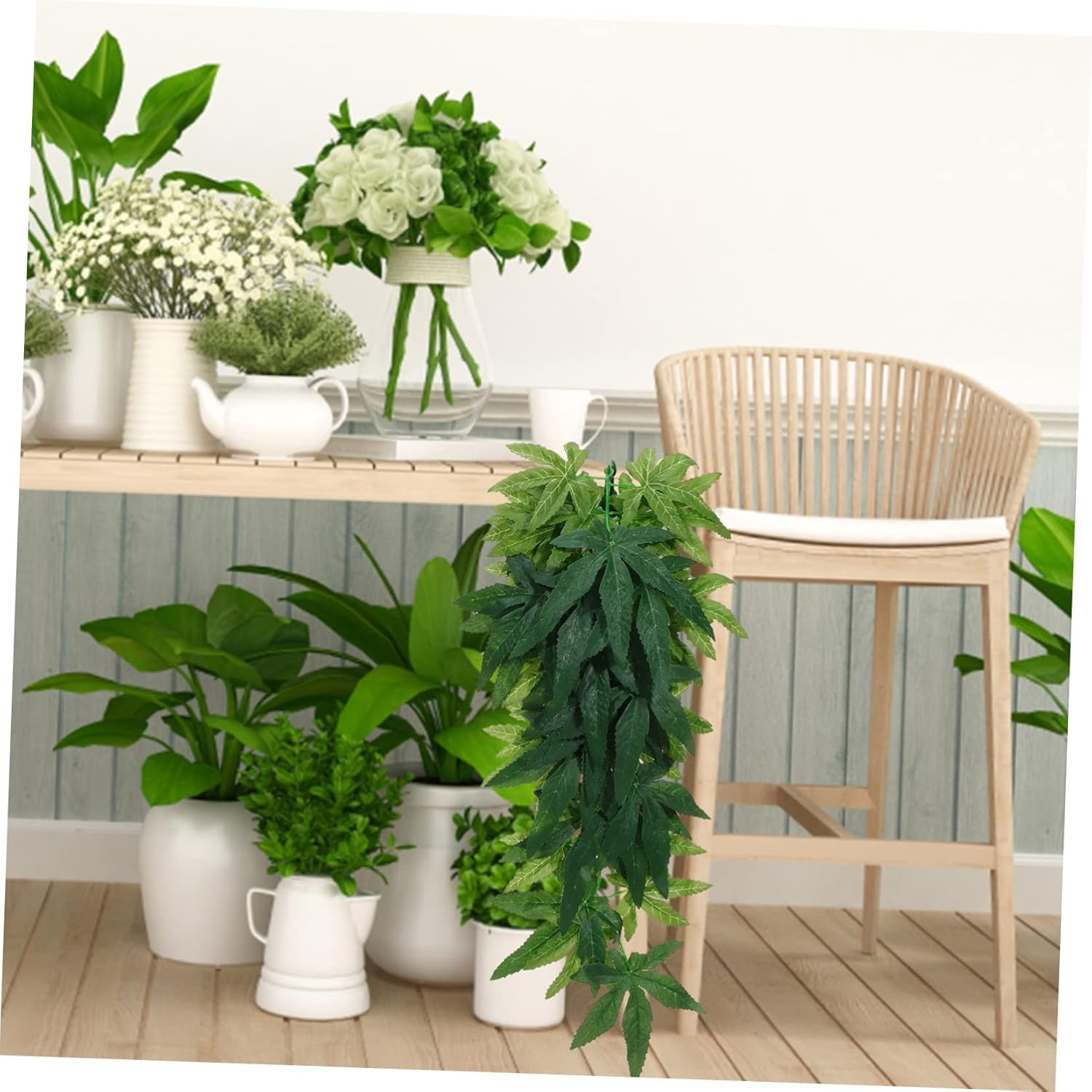 Toyvian 8pcs Hanging Reptile Plants Suction Cups Simulation Rattan Leaves for Tank Habitat Decorations for Aquariums and Terrariums Includes and Heart Vines