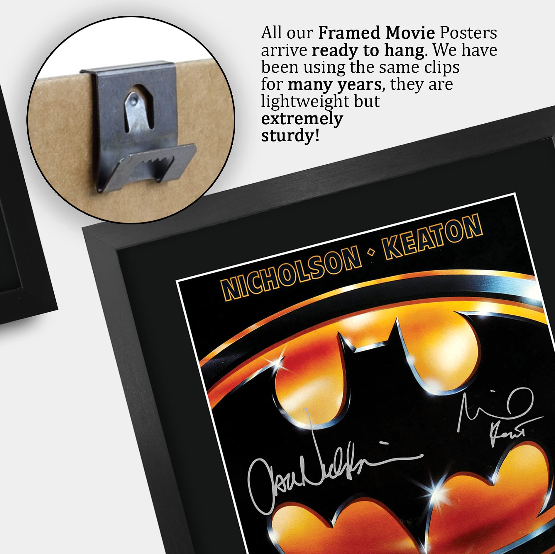 HWC Trading Batman A3 Gerahmte Signiert Gedruckt Autogramme Bild Druck-Fotoanzeige Geschenk Für Michael Keaton Jack Nicholson Filmfans