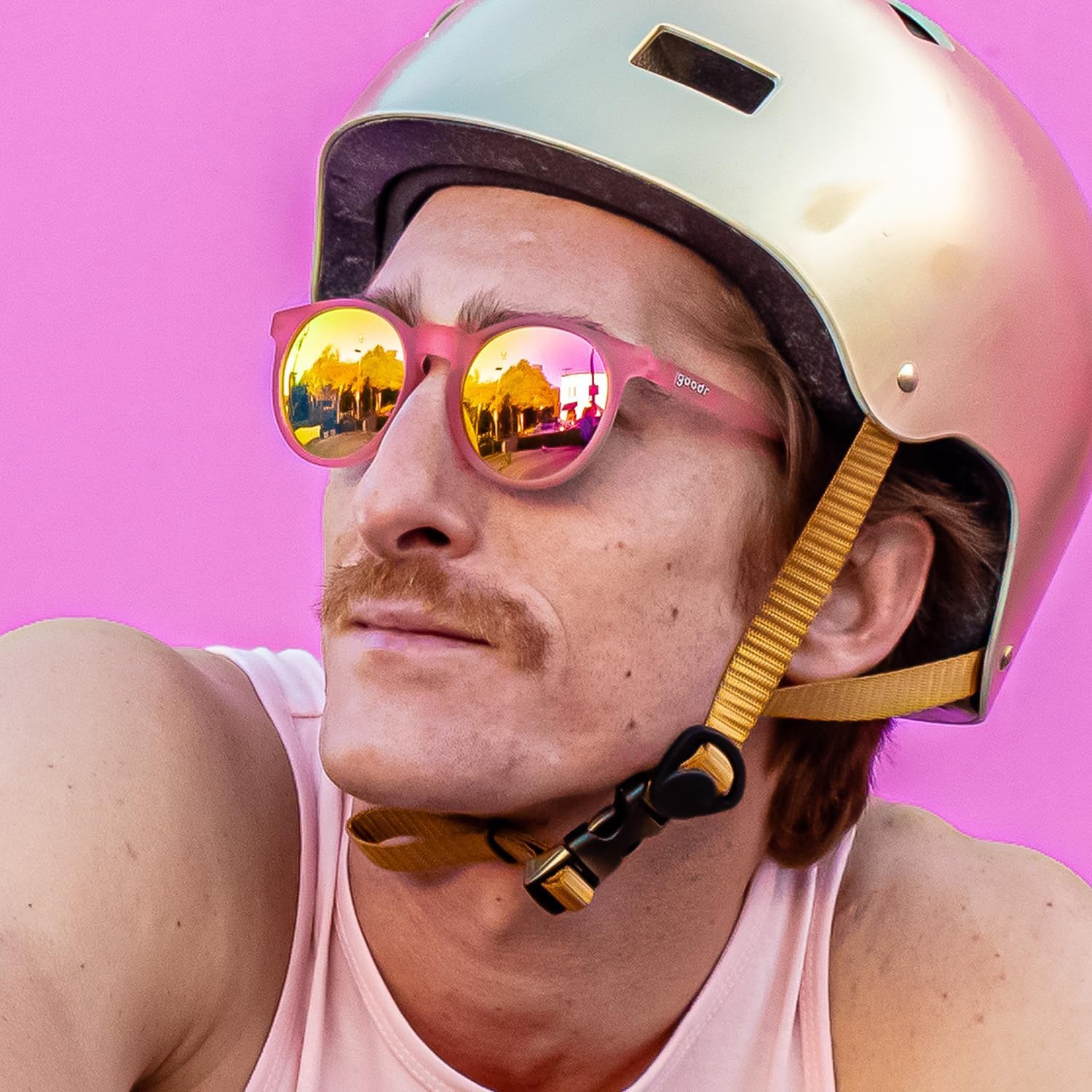 goodr Influencers Pay Double Polarized Round Sunglasses, Small Sized (Circle G), Light Pink Translucent Frame with Pink Reflective Lenses, UV400 Protection, No Slip, No Bounce - Image 3