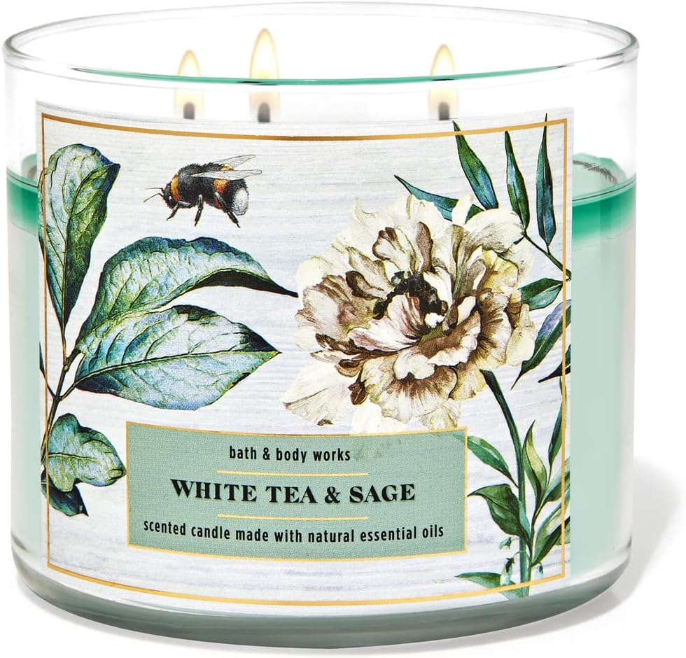 Bath & Body Works White Tea & Sage 3-Wick Candle 411 g