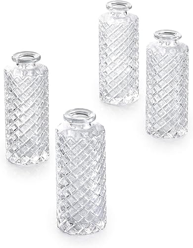 Miniatura 8 de Serene Spaces Living Juego de 4 jarrones plisados transparentes, jarrones para centros de mesa para decoración del hogar, eventos, bodas, fiestas,