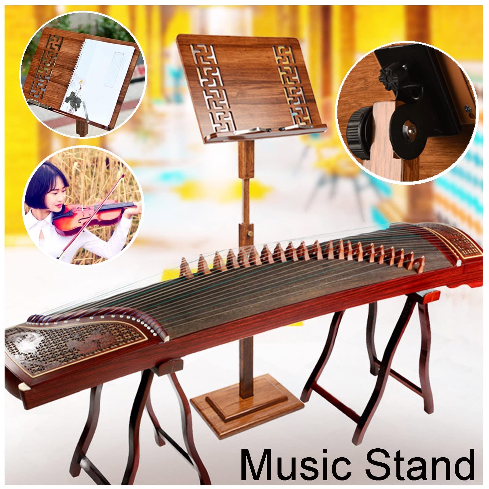 Atril con Soporte para teléfono y micrófono, Atril de Metal Plegable para partituras, Atril para Orquesta, se Puede Utilizar como Atril de Lectura y el Atril Tiene una Base Engrosada