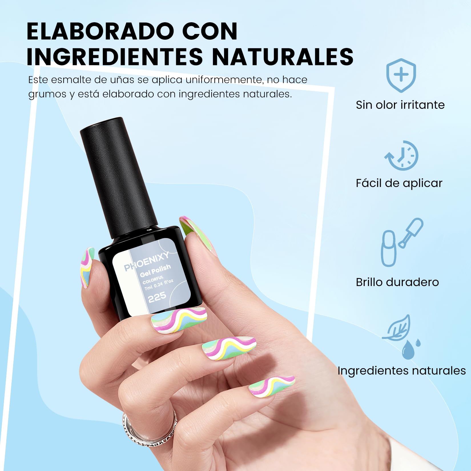 Phoenixy Kit de Uñas Semipermanentes 25 Piezas con Lámpara U V/LED, Uñas Semipermanentes Kit Completo con Base y Top Coat Ideal para Principiantes y Profesionales Regalo Festivo