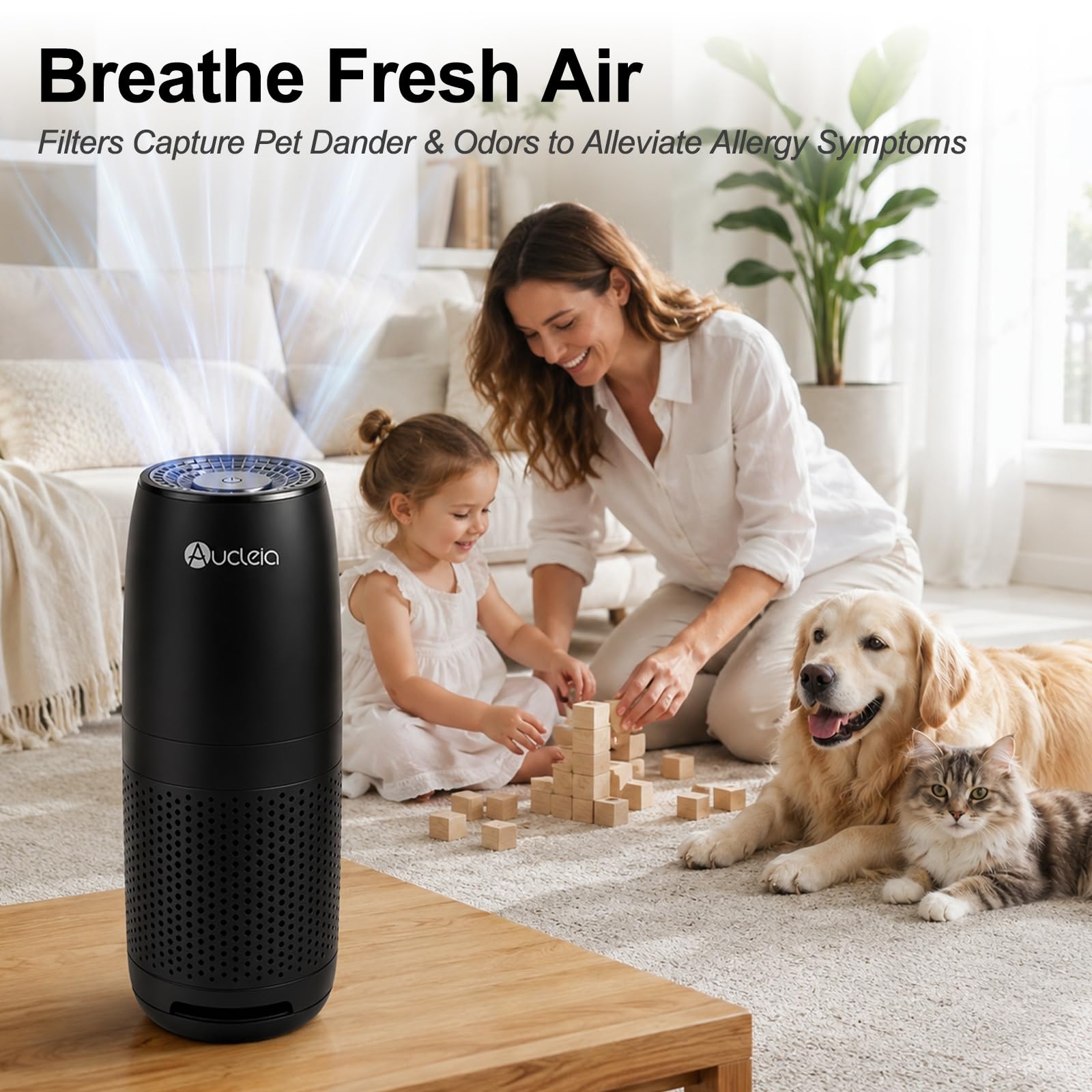 Aucleia Mini purificatore d'aria ionico per casa e camera da letto, con cuscinetti aromatici