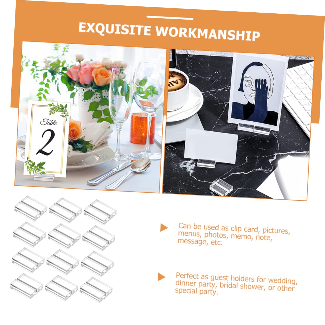SHINEOFI 36piezas Soportes De Acrílico Transparente Para Tarjetas De Titulares De Números De Mesa Menú y Cartas Para Bodas y Eventos Diseño Moderno y Minimalista