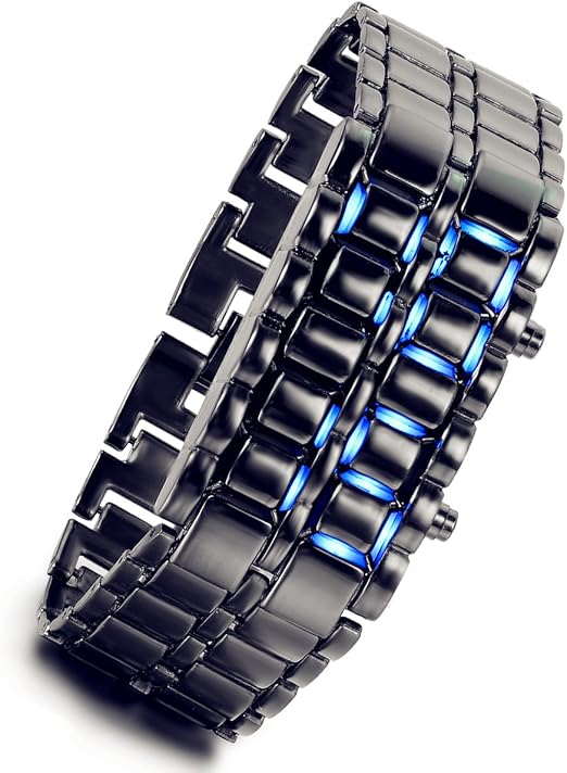 Amazon.com: lancardo metálico negro sin rostro de lava Azul LED Volcanic  Hombres Deportes muñeca reloj de metal (Luz Azul) : Ropa, Zapatos y Joyería