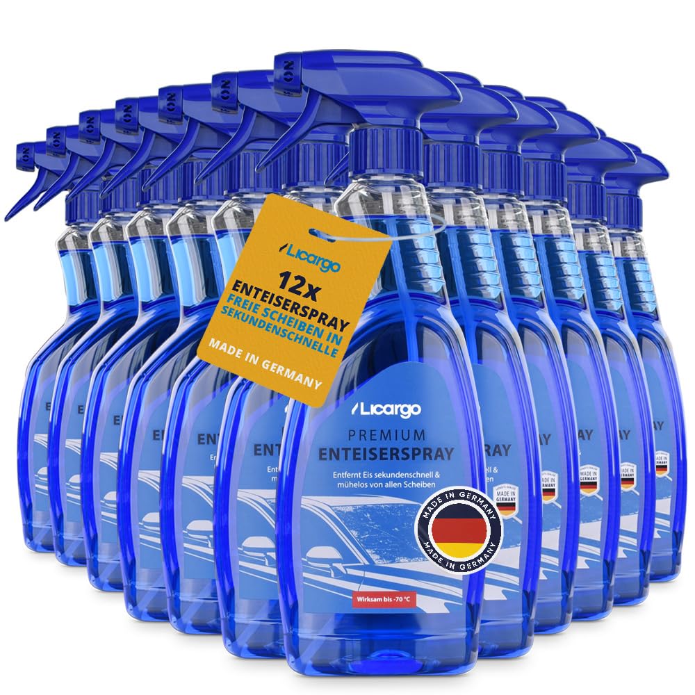 LICARGO 12x Enteiserspray Auto 750ml - entfernt Eis sekundenschnell & mühelos - Scheibenenteiser Spray Auto bis -70°C - effektiver Scheiben Enteiser, Eisspray für Autoscheiben Entfroster