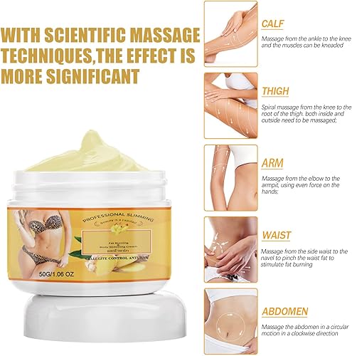 Miniatura 3 de Crema quemadora de grasa de jengibre anticelulítico de cuerpo completo adelgazante crema de masaje para vientre, perfecta para celulitis, calmante,