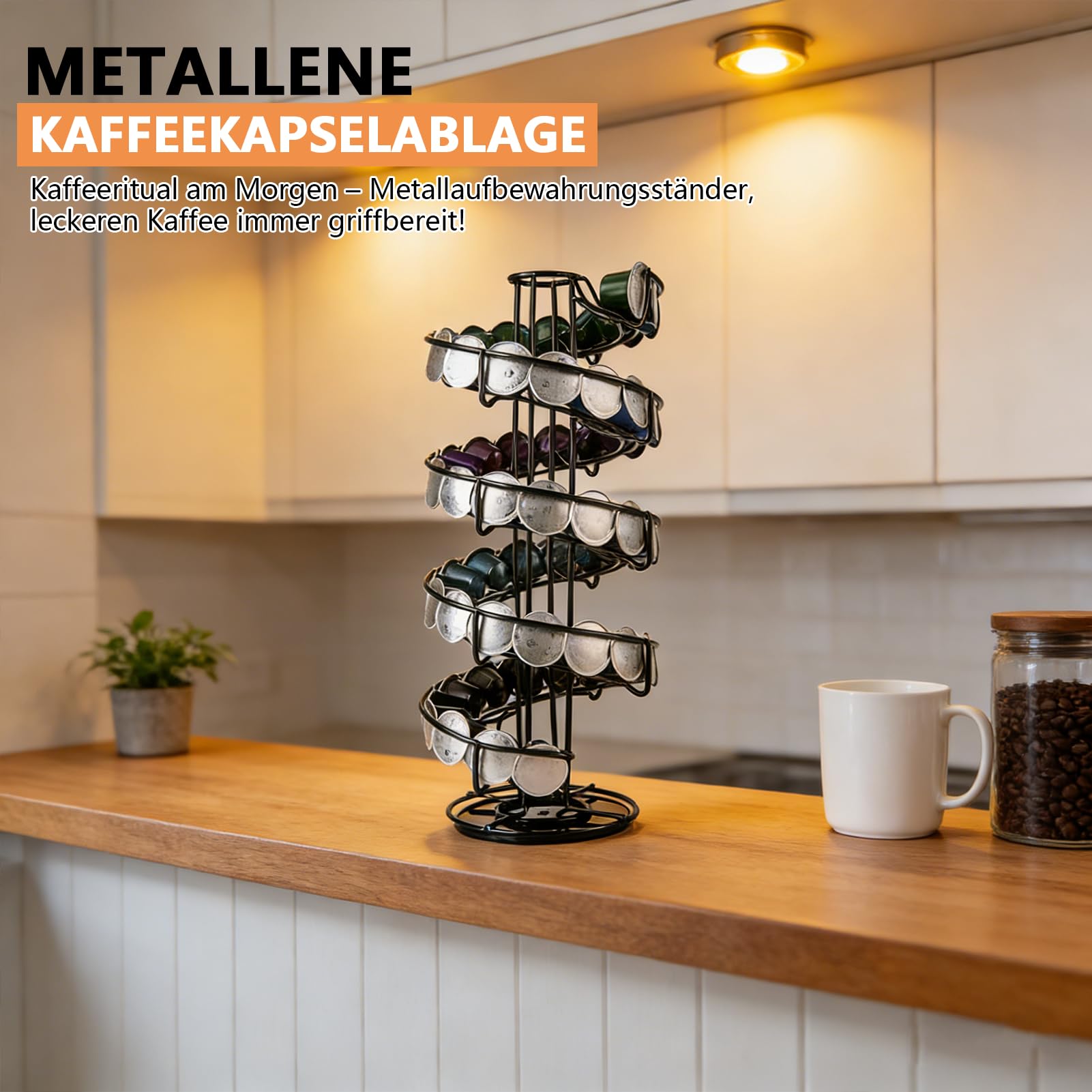 Drehbarer Kapselhalter,kompatibel mit Nespresso-Original-Kapseln,40 Stück Kaffee Organizer,um 360 Grad drehbar,Platzsparend Zubehör Kapselspender für Küchen Café Ruheraum (Eierhalter)