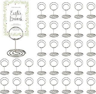 36 Stück Photocard Holder, Metall Tischnummernhalter, Tischnummern Hochzeit Menükartenhalter Fotohalter, Tischkartenhalter für Hochzeiten, Jubiläen, Partys ( Silber Runden)