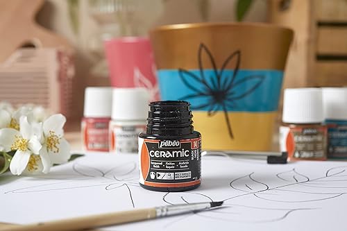 Miniatura 5 de Pebeo 025-010 Pintura de cerámica efecto esmalte, botella de 1.5 fl oz, color blanco, 1.5 fl oz (paquete de 1)